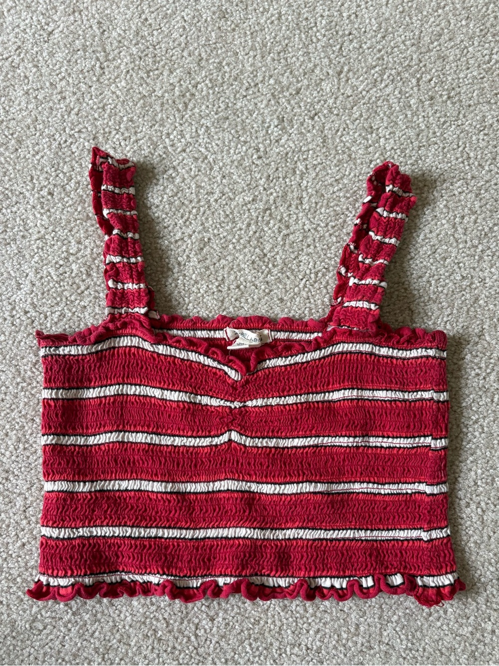 Billabong Red Striped Smocked Tank Top